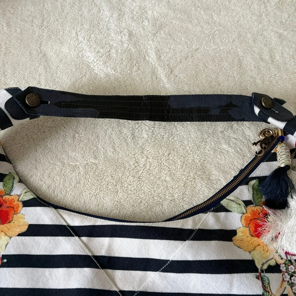Camilla Beach Hobo Joie de vivre Large Carry All Embellished Floral Striped